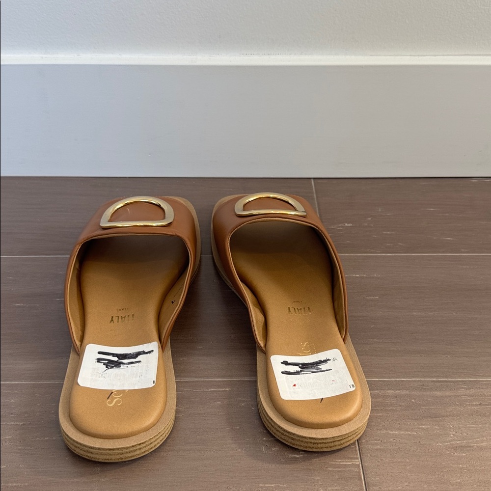 NWT Seychelles End Of Time Slide leather tan brown comfy casual Sandals size 7 - Picture 4 of 5